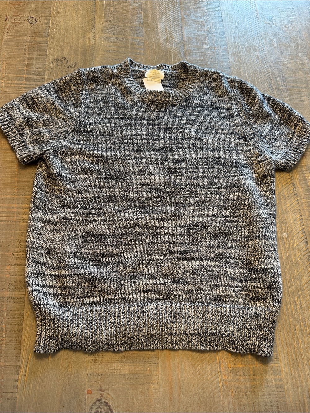 kate spade Black & Gray Marled Short-Sleeve Crewneck Sweater